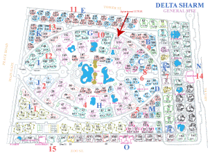 Plan of the Delta Sharm Resort.